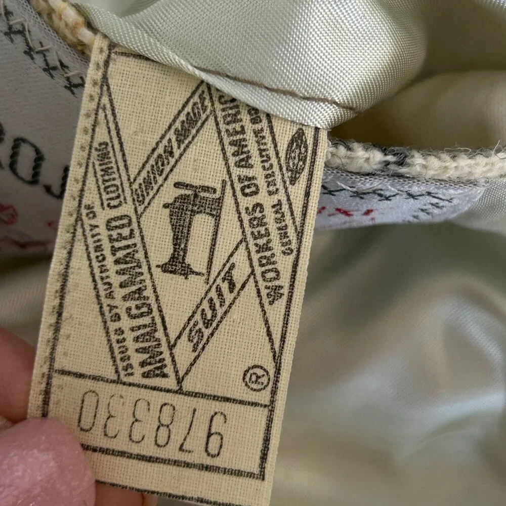 Trojan Deluxe Vintage 80s Men’s Ivory Gold Plaid Sport Coat Blazer Size 38-40R